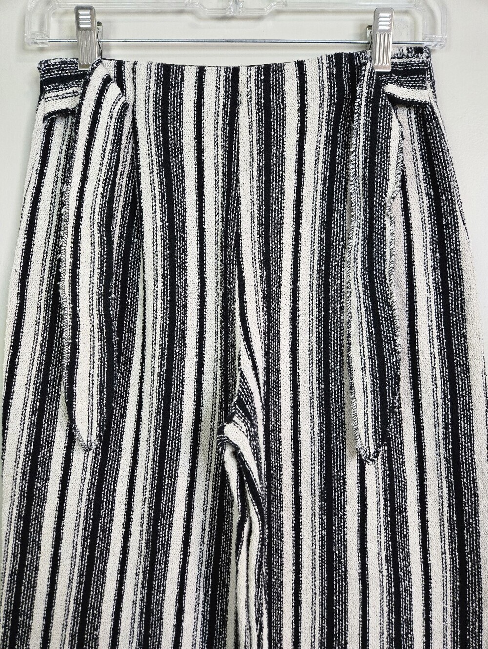 Zara Black & Cream Striped Wide-Leg Knit Pants, Size 11-12 ~ EUC - Picture 4 of 6
